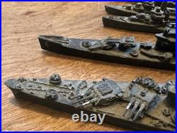 Lot of 5 Scale Lead, Pewter Waterline US Navy Ships Battleships Vintage Military
