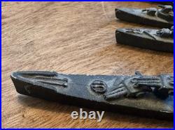 Lot of 5 Scale Lead, Pewter Waterline US Navy Ships Battleships Vintage Military