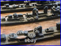 Lot of 5 Scale Lead, Pewter Waterline US Navy Ships Battleships Vintage Military