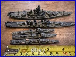 Lot of 5 Scale Lead, Pewter Waterline US Navy Ships Battleships Vintage Military