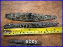 Lot of 5 Scale Lead, Pewter Waterline US Navy Ships Battleships Vintage Military