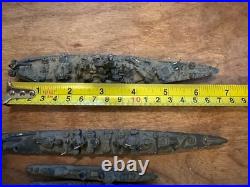Lot of 5 Scale Lead, Pewter Waterline US Navy Ships Battleships Vintage Military
