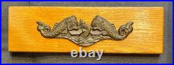 Metal Ship's Plaque, Fish, Wood Backing, Vintage Military