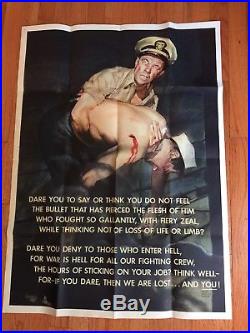 Military Poster Vintage 1943 Coast Guard Captain Holding Wounded Soldier