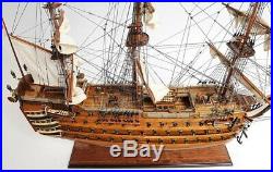 Model Ship Hms Victory Boats Sailing Metal Wooden Wood Base Linen Western