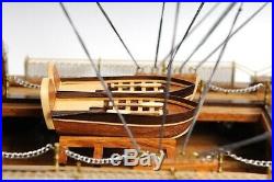 Model Ship Hms Victory Boats Sailing Metal Wooden Wood Base Linen Western
