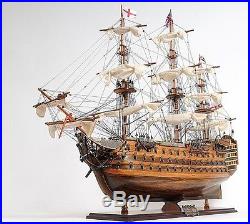 Model Ship Hms Victory Boats Sailing Wooden Metal 8% Linen 10% Wood Base