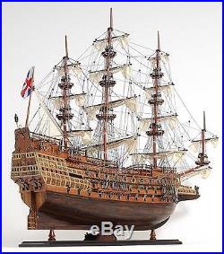 Model Ship Sovereign Of The Seas Boats Sailing Linen Metal Wood Base Wood