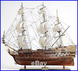 Model Ship St Espirit Boats Sailing Linen Wood Base Wooden Western Red Ce