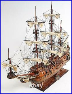 Model Ship Traditional Antique Fairfax Boats Sailing Wood Linen Metal Base