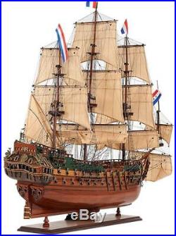 Model Ship Traditional Antique Friesland Boats Sailing Wood Base Western