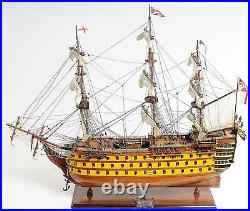 Model Ship Traditional Antique Hms Victory Boats Sailing Painted Wood Line