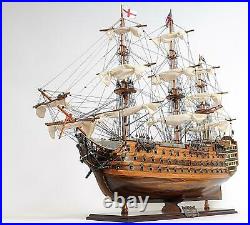 Model Ship Traditional Antique Hms Victory Medium Solid Wood Base Brass