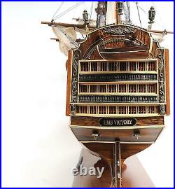 Model Ship Traditional Antique Hms Victory Medium Solid Wood Base Brass
