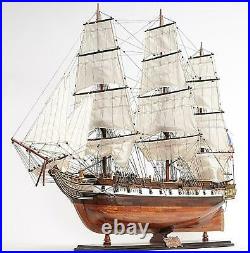 Model Ship Traditional Antique Uss Constellation Wood Linen Base Western Red
