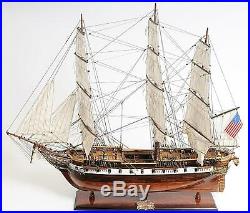 Model Ship Traditional Antique Uss Constellation Wooden Wood Base Western