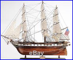 Model Ship Uss Constellation Wood Base Wooden Western Red Cedar Linen New