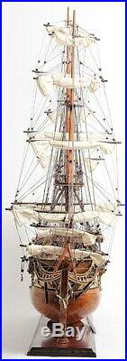 Model Ship Uss Constitution Boats Sailing Exotic Wood Base New Exclusive