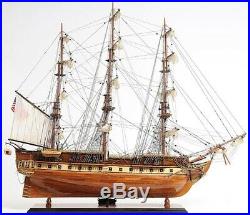 Model Ship Uss Constitution Boats Sailing Exotic Wood Base New Exclusive