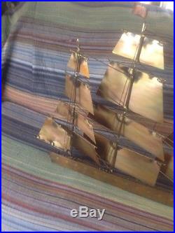 Model Ship Vtg handmade Copper MCM Nautical Art Syd Godfrey Old Ironsides Sail