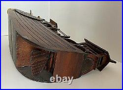 Model Wooden Junk Ship Asian 10 pcs Detailed Double Masted All Wood 17 x 15.5