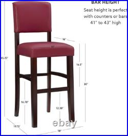 Monaco Dark Red 30 Bar Stool Stylish & Modern Design, 17.75W X 19.5D