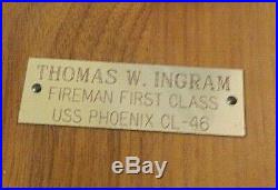 NAMED PEARL HARBOR SURVIVOR Brass & Wood PLaque USS Phoenix CL-46 US Navy WWII