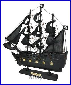 Nautical Marine Pirate Black Jolly Roger Cross Bones Skull Model Sail Ship Boat