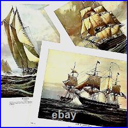 New Thomas Hoyne Nautical Prints Set 3 Sailing Ship Art Sea Boat Navy War Litho