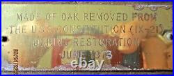Oak wood from USS CONSTITUTION (1x-21) restoration June 1973, 4x3x2, wt. 9 oz