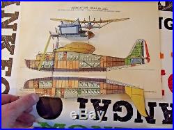 Old Illustration Poster with Very Rare System 1939 Commercial Seaplane Latécoère