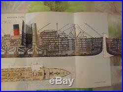 Old Poster with Very Rare System 1922 Passenger Ship Paris France Compagnie