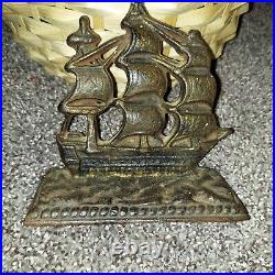 Old Solid Brass The Constitution Bookend Doorstop Nautical Antique Collectible