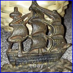 Old Solid Brass The Constitution Bookend Doorstop Nautical Antique Collectible
