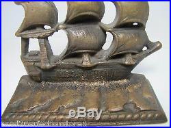 Old Solid Brass USS MAHAN Ship Bookend Doorstop Nautical Decorative Art Statue