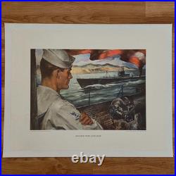 Original 1943 Electric Boat Company Poster Courage That Goes Deep 24x18.5