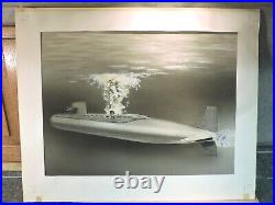 Original Art Depiction of Polaris / Poseidon Capable Submarine 1950s-1970s