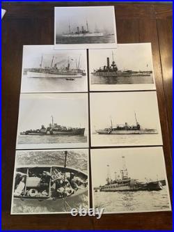 Original US Navy Photo Lot WWII Ships USS Nehenta Bay CVE-74 + Cruiser 7 Pieces