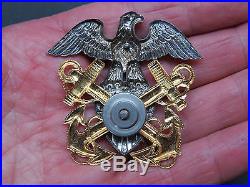 Original WW2 Sterling & Gold Filled US Naval Officers Cap Badge In Box