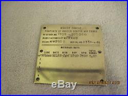 Packard PT Boat Engine ID Plate 4-M 2500