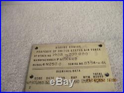 Packard PT Boat Engine ID Plate 4-M 2500