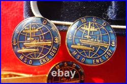 RARE OLD Japan Maritime Self-Defense Force JMSDF ENG. DEP. CUFFLINKS/TIECLIP SET