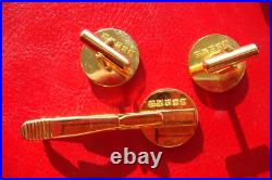 RARE OLD Japan Maritime Self-Defense Force JMSDF ENG. DEP. CUFFLINKS/TIECLIP SET