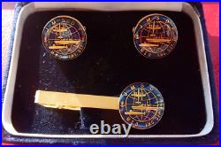 RARE OLD Japan Maritime Self-Defense Force JMSDF ENG. DEP. CUFFLINKS/TIECLIP SET