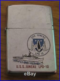 RARE VINTAGE 1980 U. S. S. JUNEAU LPD-10 MILITARY SHIP ADVERTISING ZIPPO LIGHTER