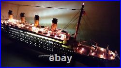 RMS TITANIC OCEAN LINER WITH LED LIGHTS 40 Handcrafted Wooden Model NEW