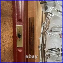 RRS Discovery Glass Ship Model Display Case with Authentic Decking Wood Plaque