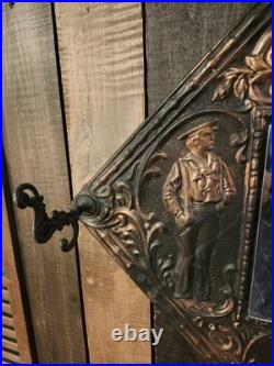 Rare 1890s Antique USS OLYMPIA Hammered Copper On Wood Mirror RARE 18 X 18