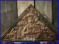 Rare 1890s Antique USS OLYMPIA Hammered Copper On Wood Mirror RARE 18 X 18