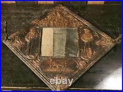 Rare 1890s Antique USS OLYMPIA Hammered Copper On Wood Mirror RARE 18 X 18